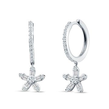 Dangle Floral Hoop Earrings Cubic Zirconia 925 Sterling Silver Wholesale